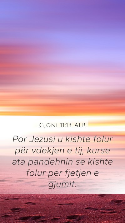 Gjoni 11:13 ALB Mobile Phone Wallpaper - Por Jezusi u kishte folur për vdekjen e tij, - Mobile Bible Verse Wallpaper