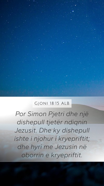 Gjoni 18:15 ALB Bible Verse Image