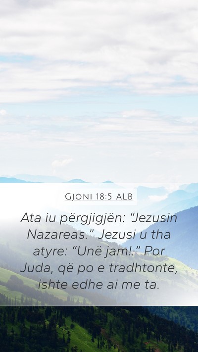 Gjoni 18:5 ALB Bible Verse Image