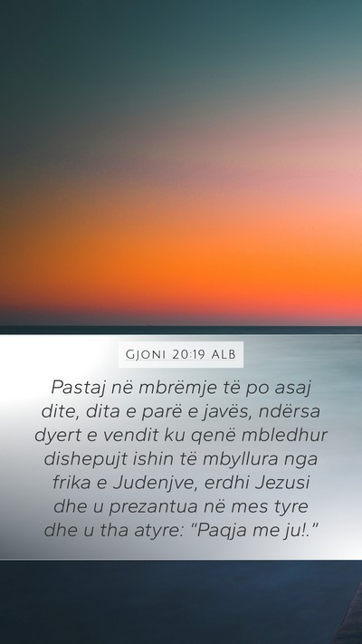 Gjoni 20:19 ALB Bible Verse Image
