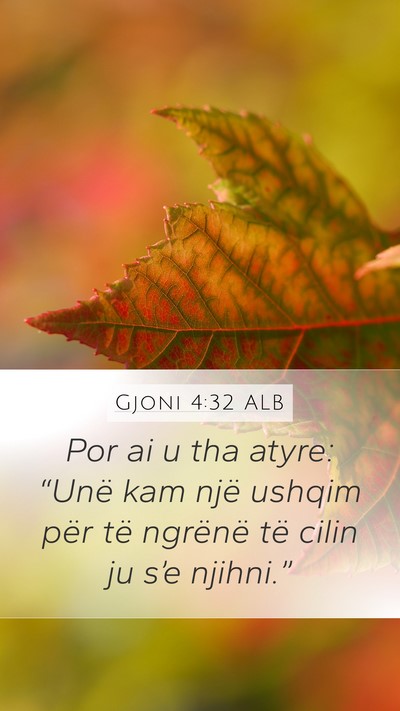 Gjoni 4:32 ALB Mobile Phone Wallpaper - Por ai u tha atyre: “Unë kam një ushqim për - Mobile Bible Verse Wallpaper