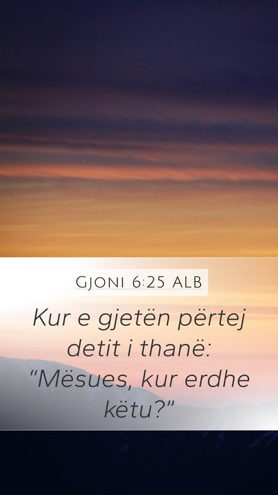 Gjoni 6:25 ALB Mobile Phone Wallpaper - Kur e gjetën përtej detit i thanë: “Mësues, - Mobile Bible Verse Wallpaper