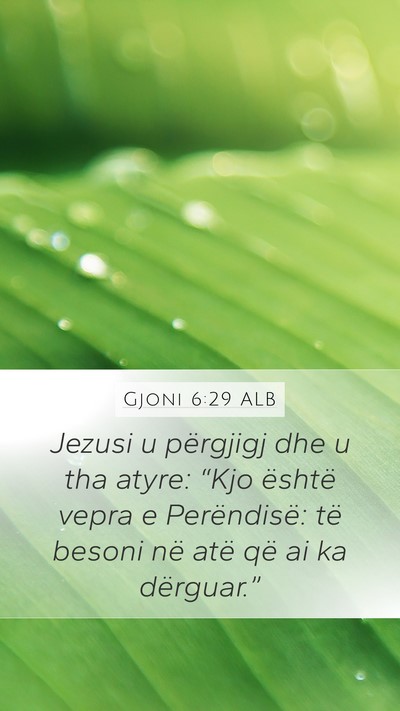 Gjoni 6:29 ALB Mobile Phone Wallpaper - Jezusi u përgjigj dhe u tha atyre: “Kjo - Mobile Bible Verse Wallpaper