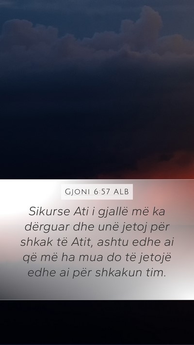 Gjoni 6:57 ALB Mobile Phone Wallpaper - Sikurse Ati i gjallë më ka dërguar dhe unë - Mobile Bible Verse Wallpaper