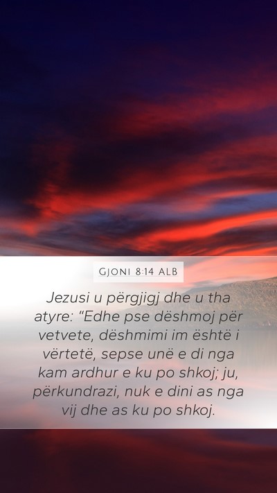 Gjoni 8:14 ALB Bible Verse Image
