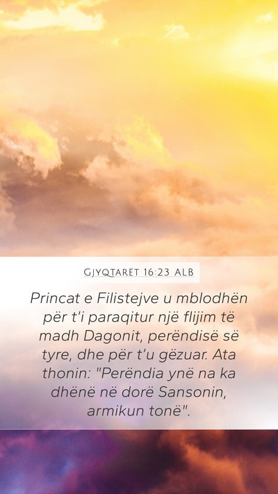 Gjyqtarët 16:23 ALB Bible Verse Image
