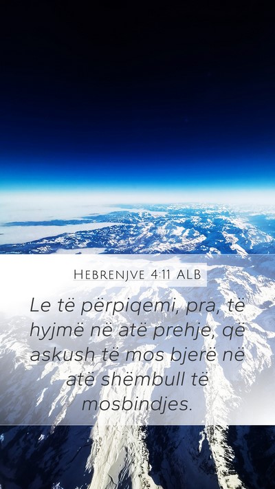 Hebrenjve 4:11 ALB Bible Verse Image