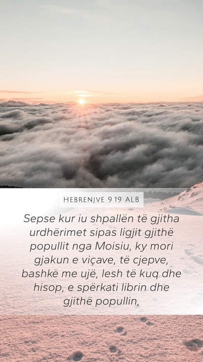 Hebrenjve 9:19 ALB Bible Verse Image