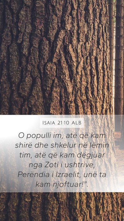 Isaia 21:10 ALB Mobile Phone Wallpaper - O populli im, atë që kam shirë dhe shkelur në - Mobile Bible Verse Wallpaper