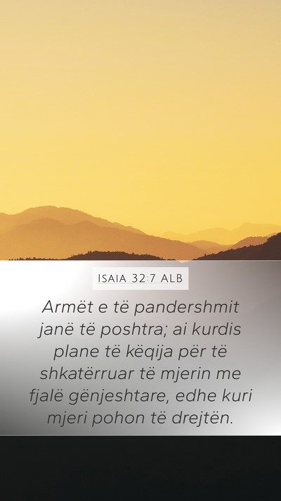 Isaia 32:7 ALB Bible Verse Image
