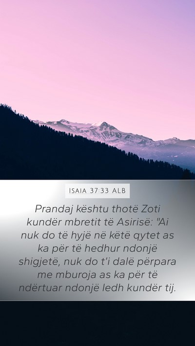 Isaia 37:33 ALB Bible Verse Image
