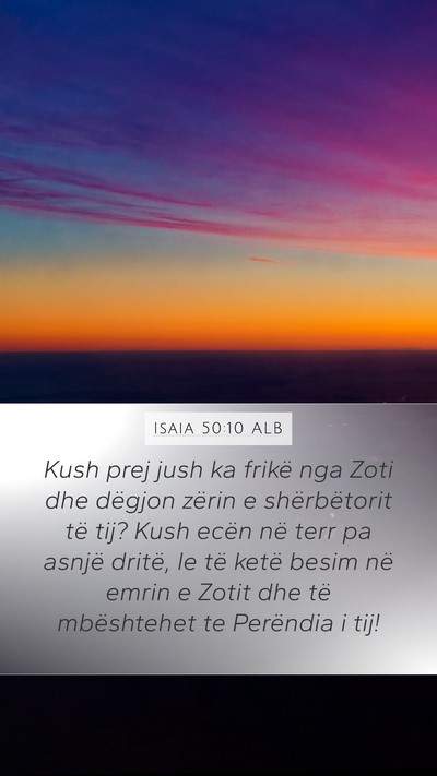 Isaia 50:10 ALB Bible Verse Image