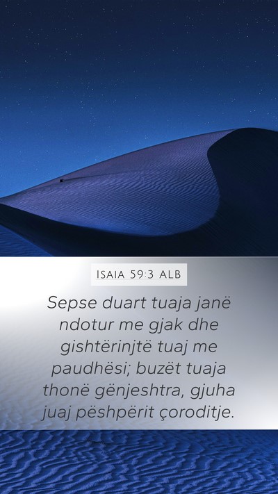 Isaia 59:3 ALB Bible Verse Image