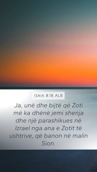 Isaia 8:18 ALB Bible Verse Image
