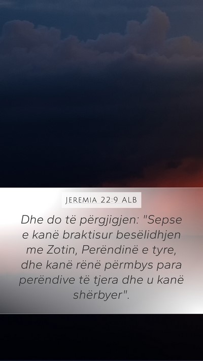 Jeremia 22:9 ALB Bible Verse Image