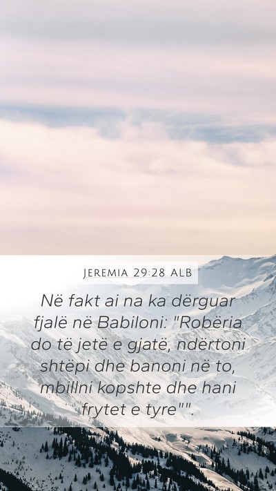 Jeremia 29:28 ALB Bible Verse Image