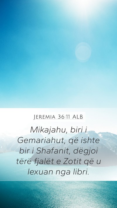 Jeremia 36:11 ALB Bible Verse Image