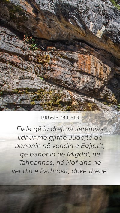 Jeremia 44:1 ALB Bible Verse Image