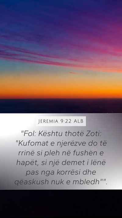 Jeremia 9:22 ALB Bible Verse Image