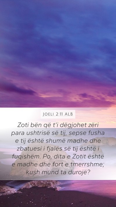 Joeli 2:11 ALB Bible Verse Image