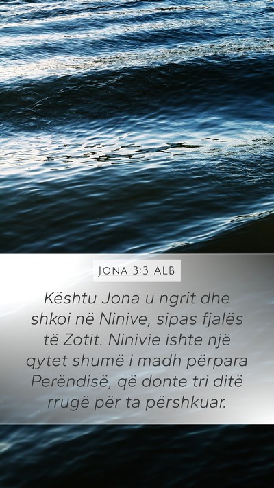 Jona 3:3 ALB Bible Verse Image