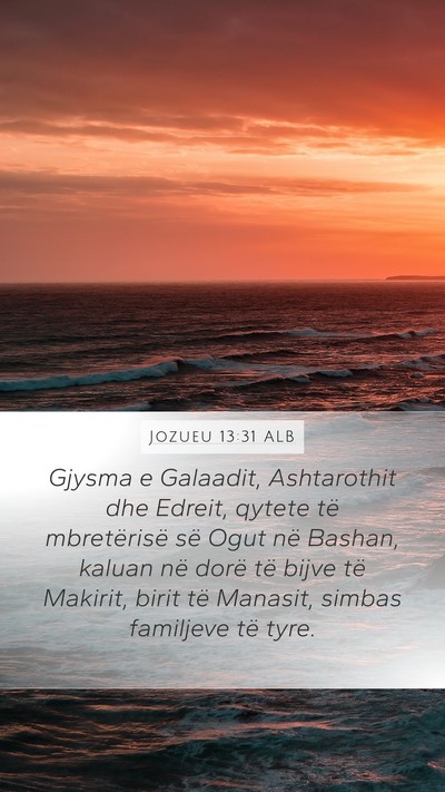Jozueu 13:31 ALB Bible Verse Image