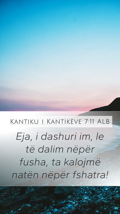 Kantiku i Kantikëve 7:11 ALB Mobile Phone Wallpaper - Eja, i dashuri im, le të dalim nëpër fusha, ta - Mobile Bible Verse Wallpaper