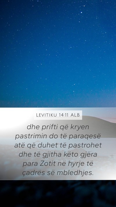Levitiku 14:11 ALB Mobile Phone Wallpaper - dhe prifti që kryen pastrimin do të paraqesë - Mobile Bible Verse Wallpaper