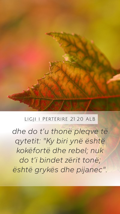 Ligji i Përtërirë 21:20 ALB Bible Verse Image