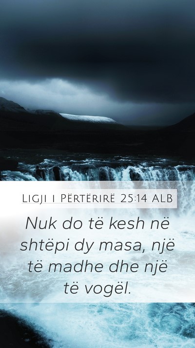 Ligji i Përtërirë 25:14 ALB Mobile Phone Wallpaper - Nuk do të kesh në shtëpi dy masa, një të - Mobile Bible Verse Wallpaper