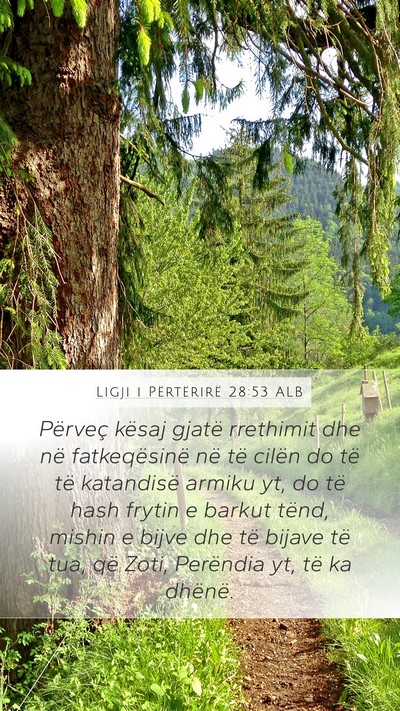 Ligji i Përtërirë 28:53 ALB Bible Verse Image