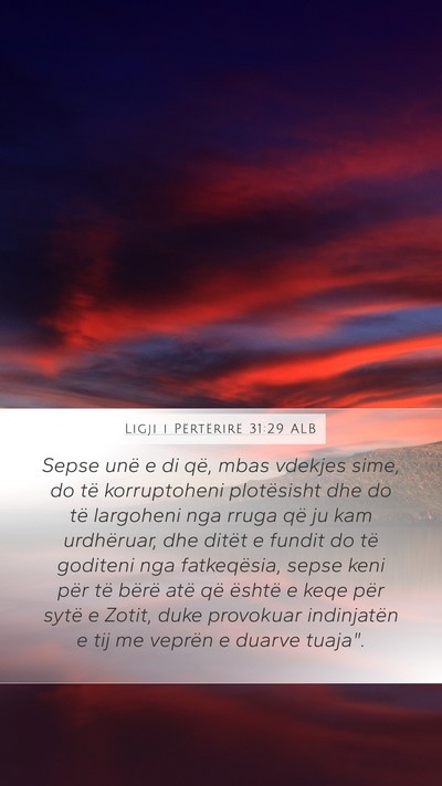 Ligji i Përtërirë 31:29 ALB Bible Verse Image