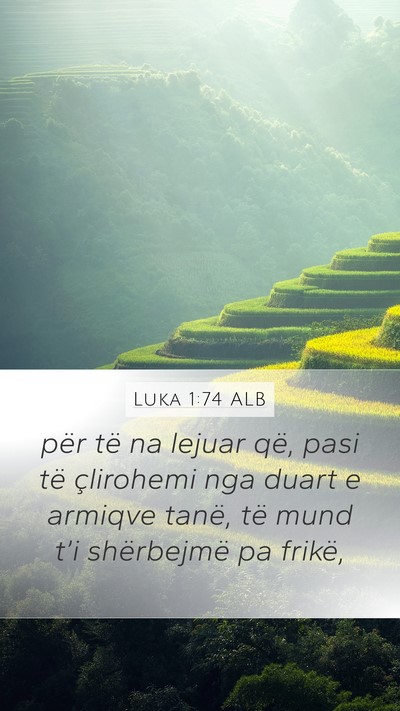 Luka 1:74 ALB Bible Verse Image