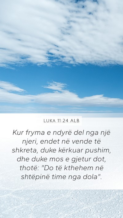Luka 11:24 ALB Mobile Phone Wallpaper - Kur fryma e ndyrë del nga një njeri, endet në - Mobile Bible Verse Wallpaper