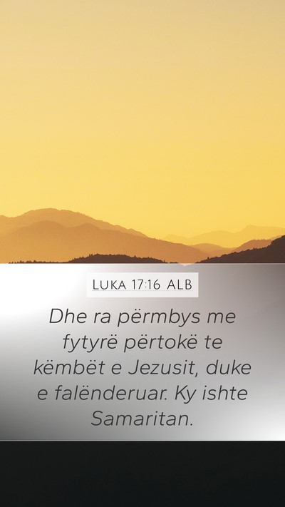 Luka 17:16 ALB Bible Verse Image