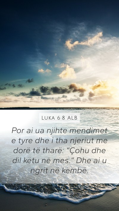 Luka 6:8 ALB Mobile Phone Wallpaper - Por ai ua njihte mendimet e tyre dhe i tha - Mobile Bible Verse Wallpaper