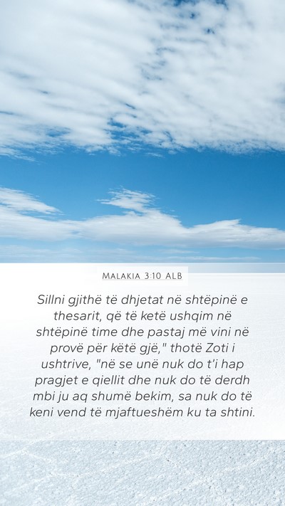 Malakia 3:10 ALB Bible Verse Image
