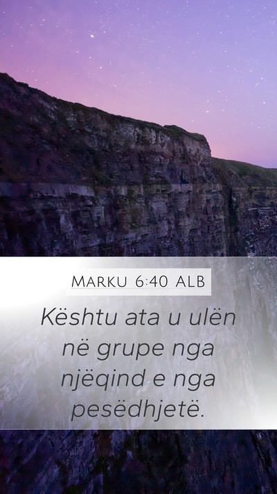 Marku 6:40 ALB Mobile Phone Wallpaper - Kështu ata u ulën në grupe nga njëqind e nga - Mobile Bible Verse Wallpaper