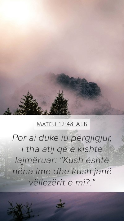 Mateu 12:48 ALB Mobile Phone Wallpaper - Por ai duke iu përgjigjur, i tha atij që e - Mobile Bible Verse Wallpaper