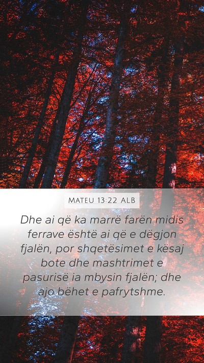 Mateu 13:22 ALB Bible Verse Image