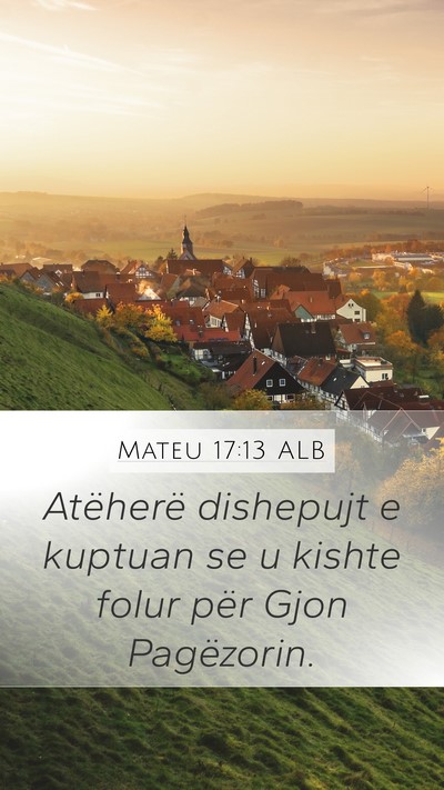 Mateu 17:13 ALB Mobile Phone Wallpaper - Atëherë dishepujt e kuptuan se u kishte folur - Mobile Bible Verse Wallpaper