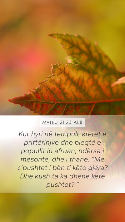Mateu 21:23 ALB Bible Verse Image