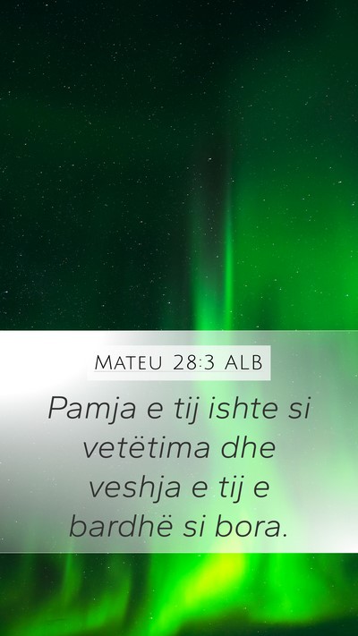 Mateu 28:3 ALB Bible Verse Image