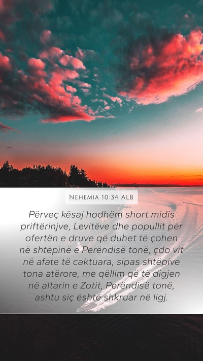 Nehemia 10:34 ALB Bible Verse Image