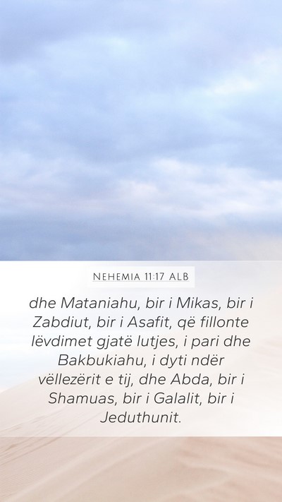 Nehemia 11:17 ALB Bible Verse Image