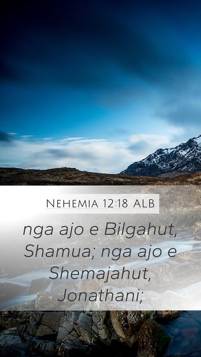 Nehemia 12:18 ALB Mobile Phone Wallpaper - nga ajo e Bilgahut, Shamua; nga ajo e Shemajahut, - Mobile Bible Verse Wallpaper