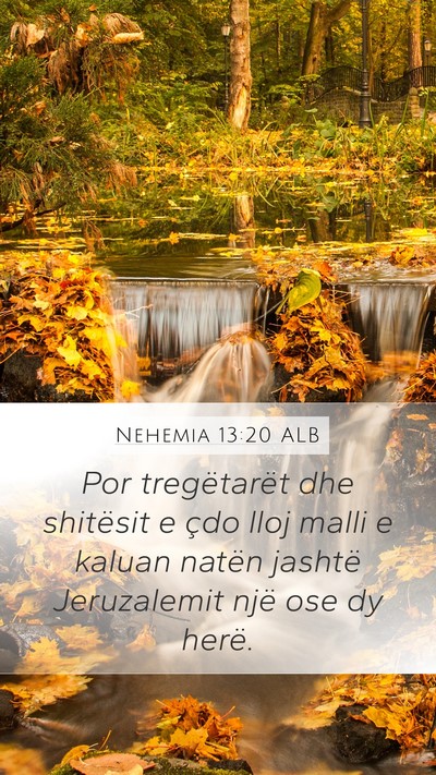 Nehemia 13:20 ALB Mobile Phone Wallpaper - Por tregëtarët dhe shitësit e çdo lloj malli - Mobile Bible Verse Wallpaper