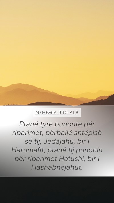 Nehemia 3:10 ALB Bible Verse Image