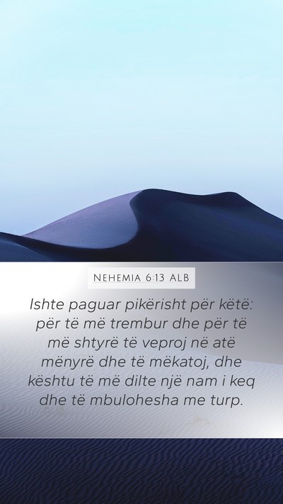 Nehemia 6:13 ALB Bible Verse Image