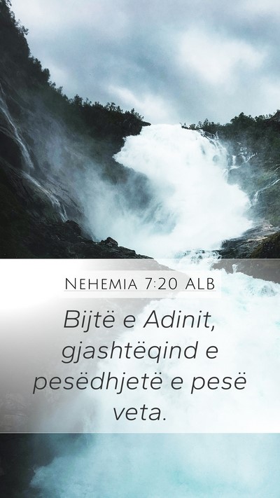 Nehemia 7:20 ALB Mobile Phone Wallpaper - Bijtë e Adinit, gjashtëqind e pesëdhjetë e - Mobile Bible Verse Wallpaper